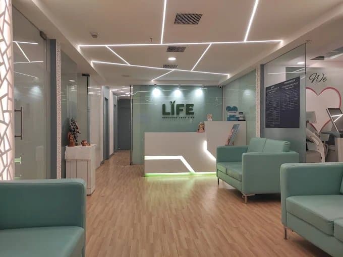 Life Clinics waiting lounge with modern seating and reception
